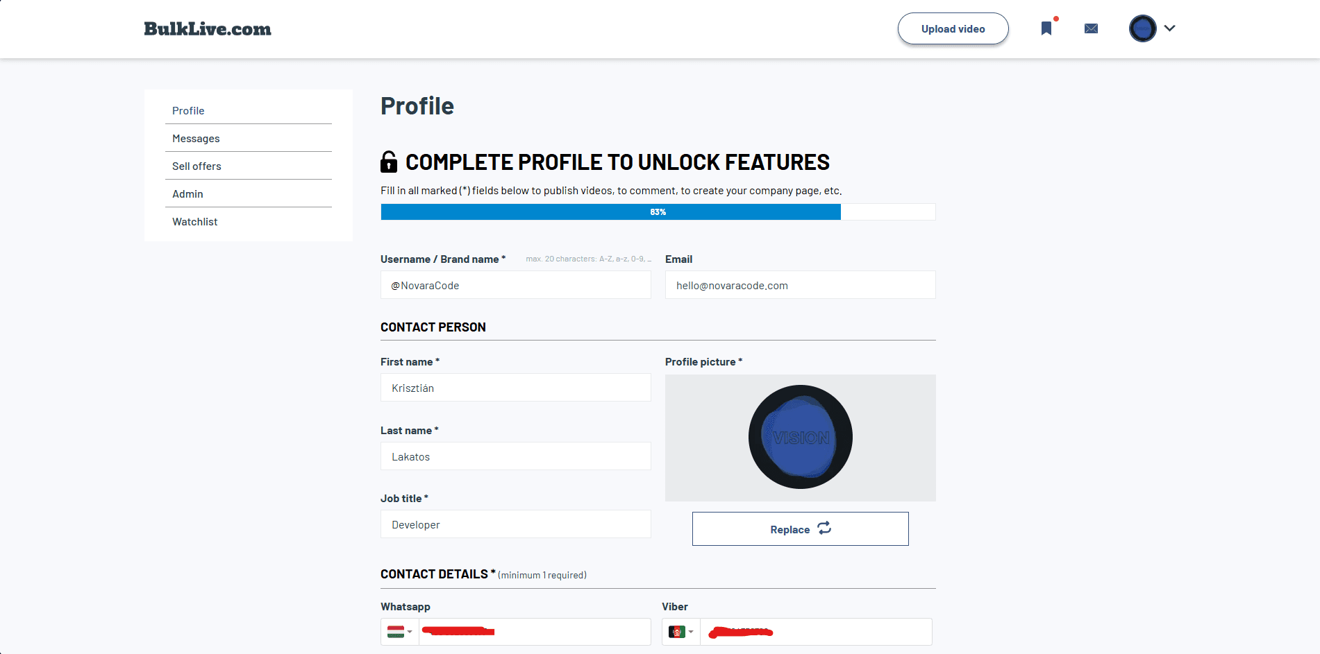 BulkLive project screen 2