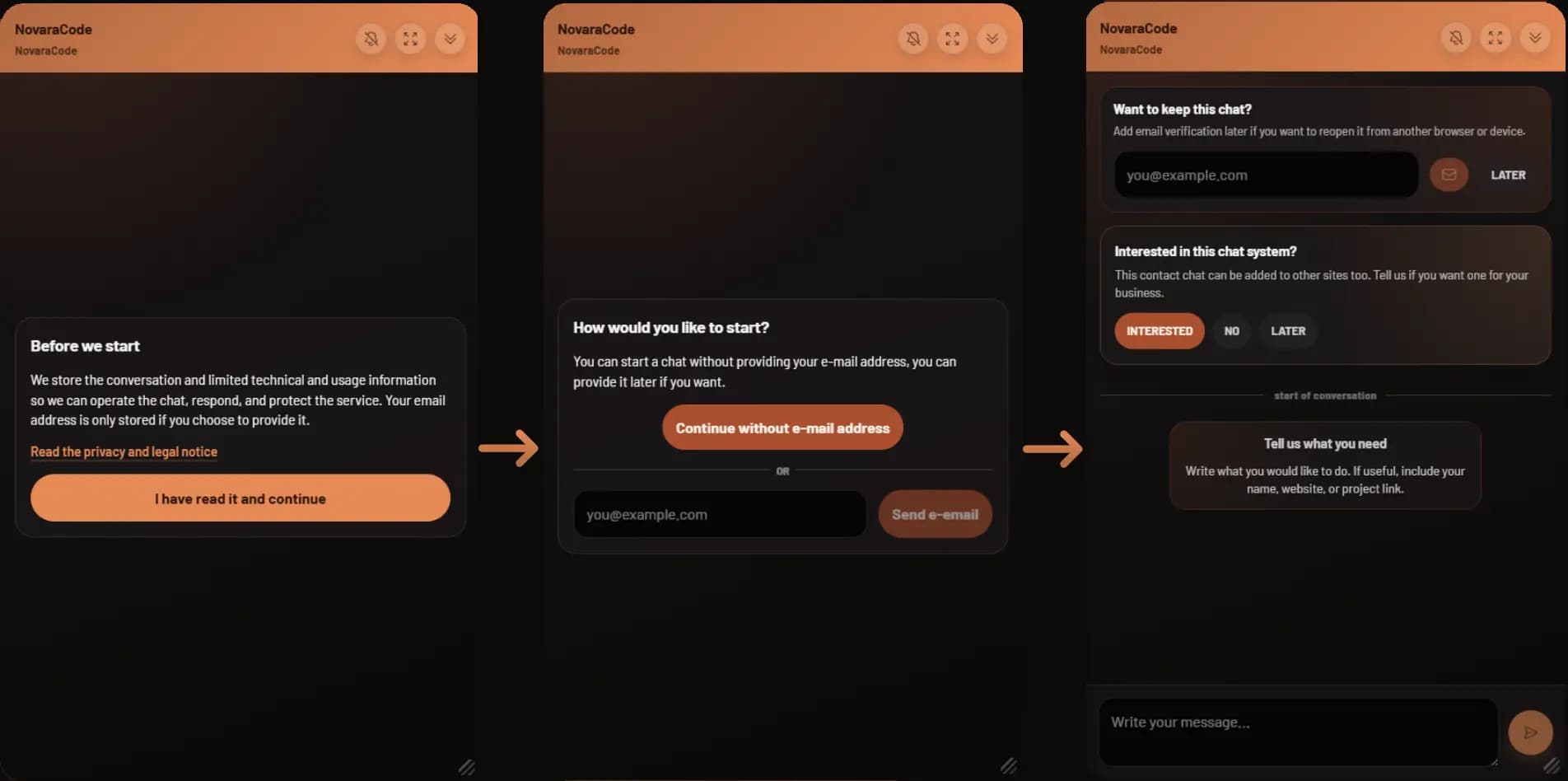 Support chat project screen 1